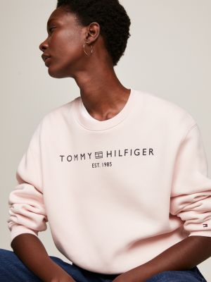 Tommy Hilfiger Ladies Soothing Pink Graphic Crew Neck Sweatshirt