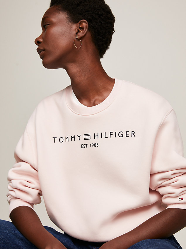 pink modern sweatshirt met signature-logo voor dames - tommy hilfiger