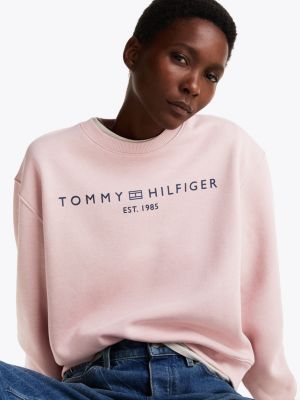 pink logo regular sweatshirt for women tommy hilfiger