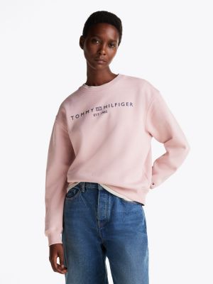 Pink crew neck sweatshirt sale