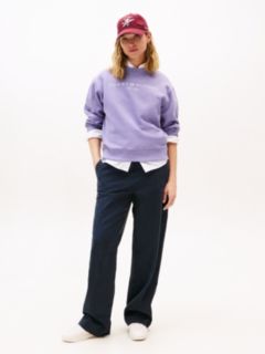 Logo Signature Crew Neck Sweatshirt — Purple 3