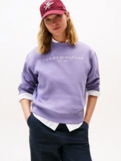 Logo Signature Crew Neck Sweatshirt — Purple 1