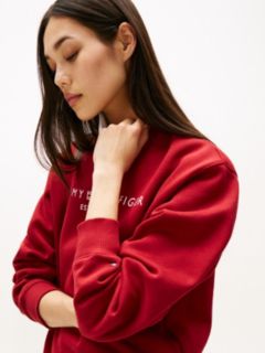 Logo Signature Crew Neck Sweatshirt — Red 2