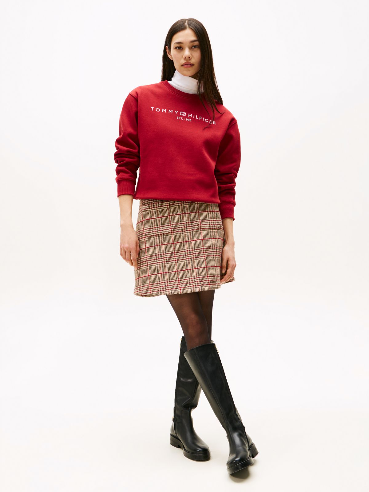 Logo Signature Crew Neck Sweatshirt — Red
