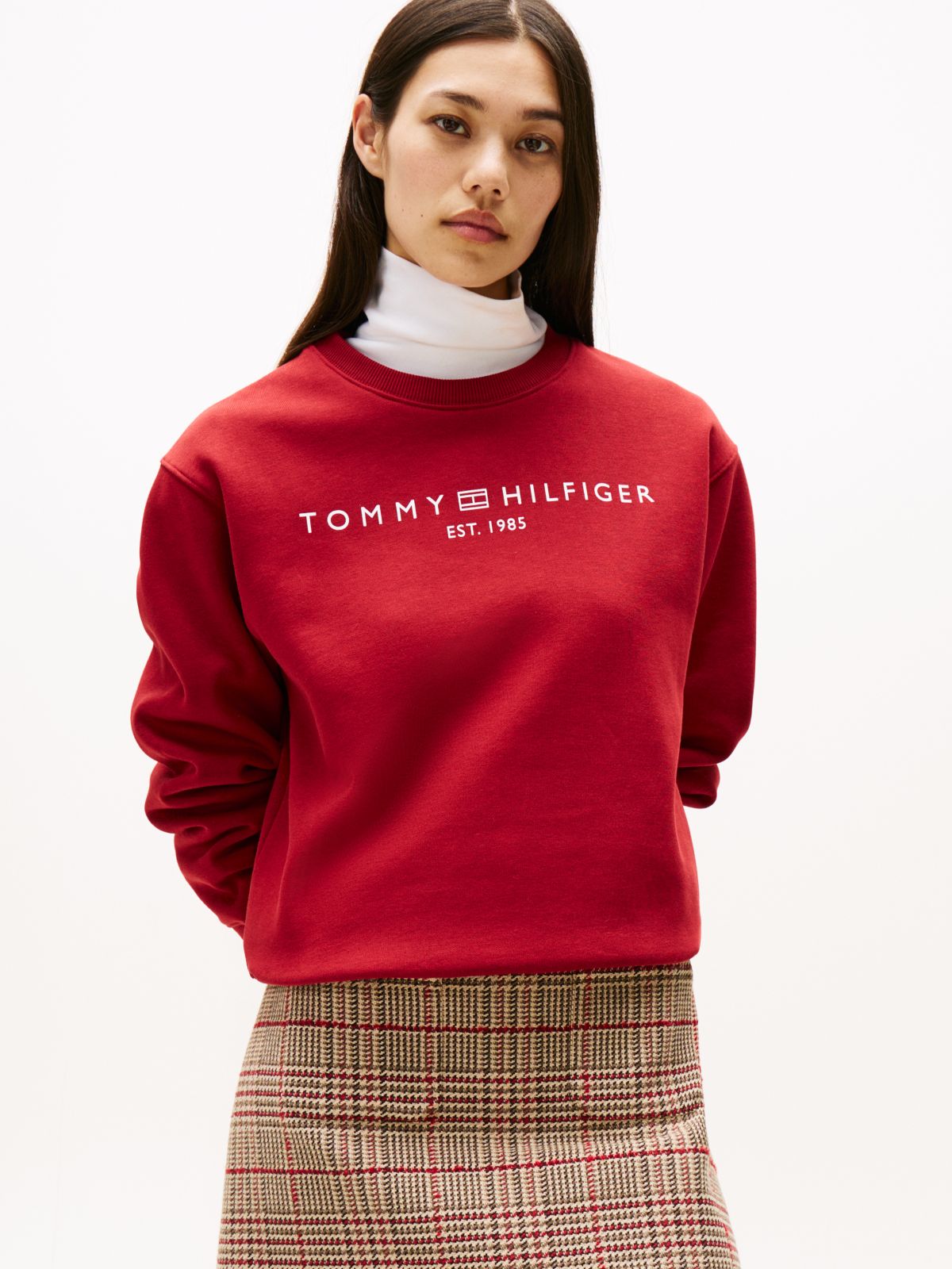 Logo Signature Crew Neck Sweatshirt — Red