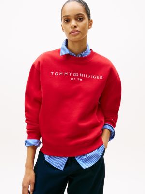 red regular fit sweatshirt mit logo für damen - tommy hilfiger