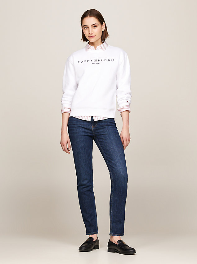 white modern sweatshirt mit logo für damen - tommy hilfiger
