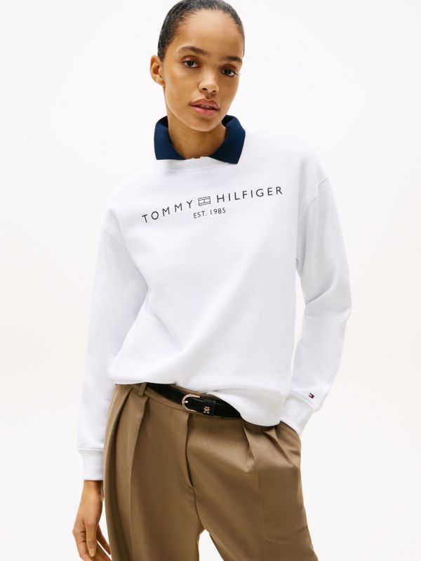 Logo Signature Crew Neck Sweatshirt — White
