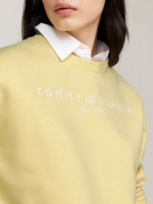 felpa con logo giallo da donne tommy hilfiger