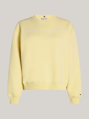 felpa con logo giallo da donne tommy hilfiger