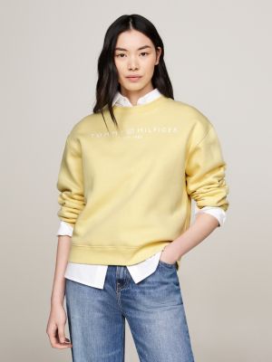 Crew Neck Fleece Sweatshirt Yellow Tommy Hilfiger