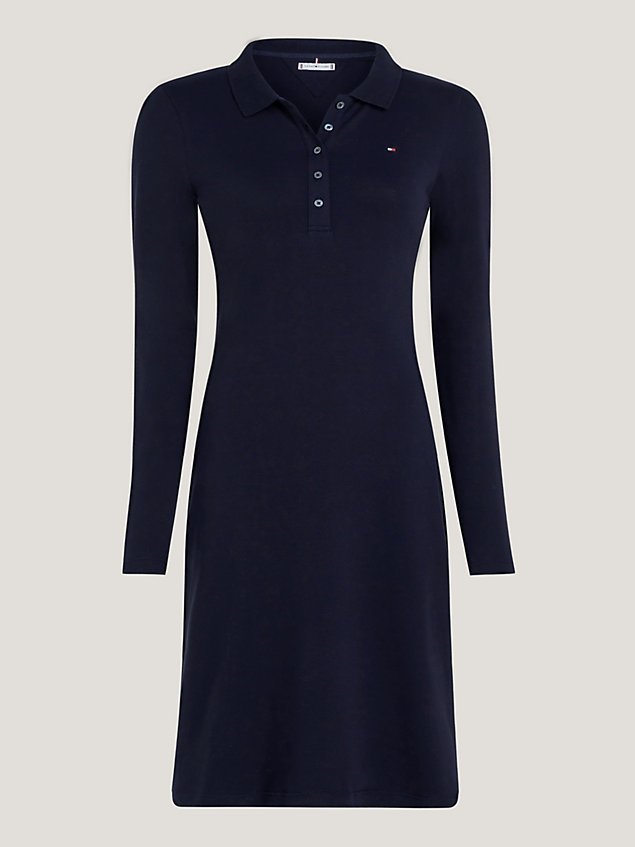 blue 1985 collection long sleeve polo dress for women tommy hilfiger