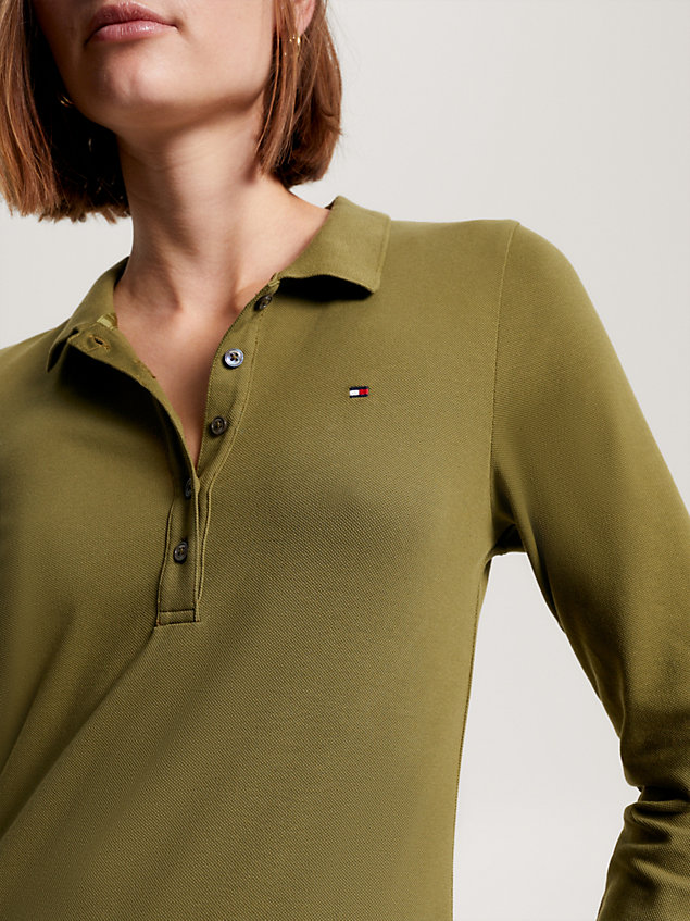 green 1985 collection long sleeve polo dress for women tommy hilfiger