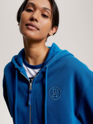 Tommy Hilfiger Sudadera con capucha con logotipo adaptable para mujer con  cierre de cremallera