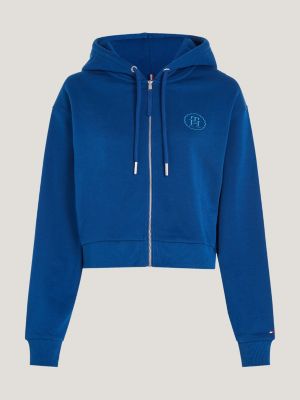 Tommy Hilfiger Women's Paris Studded Logo Hoodie- INDIGO BLUE