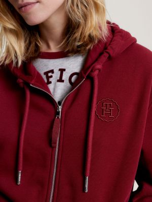 Tommy Hilfiger Sudadera con capucha recortada con logotipo atado para mujer