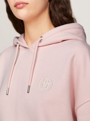 Tommy Hilfiger Sherpa Sweatshirt Women's M Rainbow Logo Pink