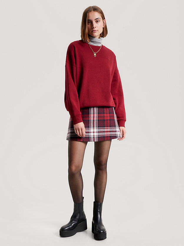 red relaxed fit crew neck sweatshirt for women tommy hilfiger