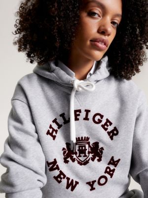 Womens grey tommy store hilfiger hoodie