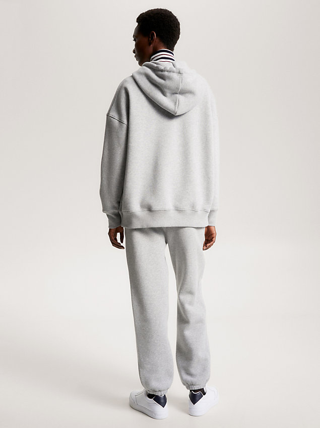 grey relaxed fit hoodie mit varsity-logo für damen - tommy hilfiger