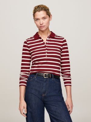 Tommy Hilfiger Women's Short Sleeve Shirt, Snapdragon Derby Stripe, Small