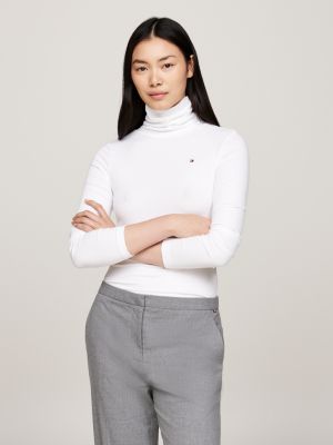 Hilfiger Crop Logo | Long Sleeve Tommy Top | Essential White