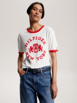 Varsity T-Shirt mit geflocktem Logo | Weiß | Tommy Hilfiger