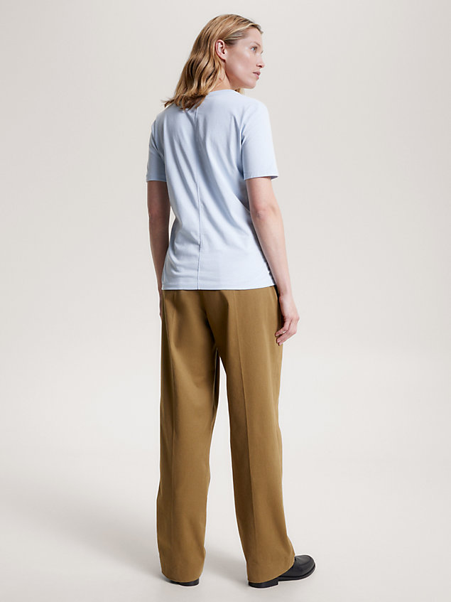 blue modern t-shirt mit rundhalsausschnitt für damen - tommy hilfiger