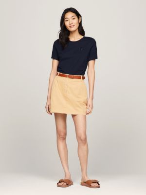 blue t-shirt mit flag-stickerei für damen - tommy hilfiger