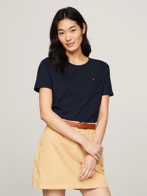 Tommy Hilfiger Short Sleeve Tops-Cotton Shirts for Women with V-Neckline  and Logo Detail, Stone Grey Heather, X-Large price in Saudi Arabia,   Saudi Arabia