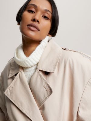 Double Breasted Relaxed Fit Trench Coat, Beige