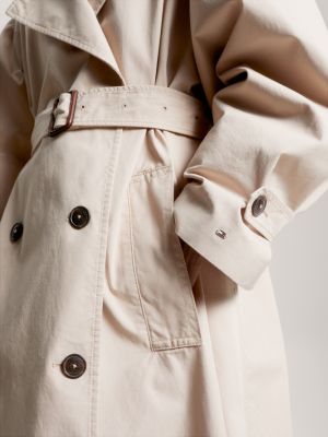 Double Breasted Relaxed Fit Trench Coat, Beige