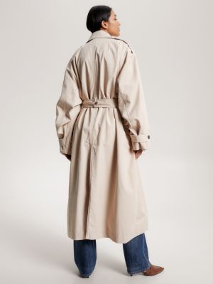 Long relaxed-fit cotton trench coat - Man