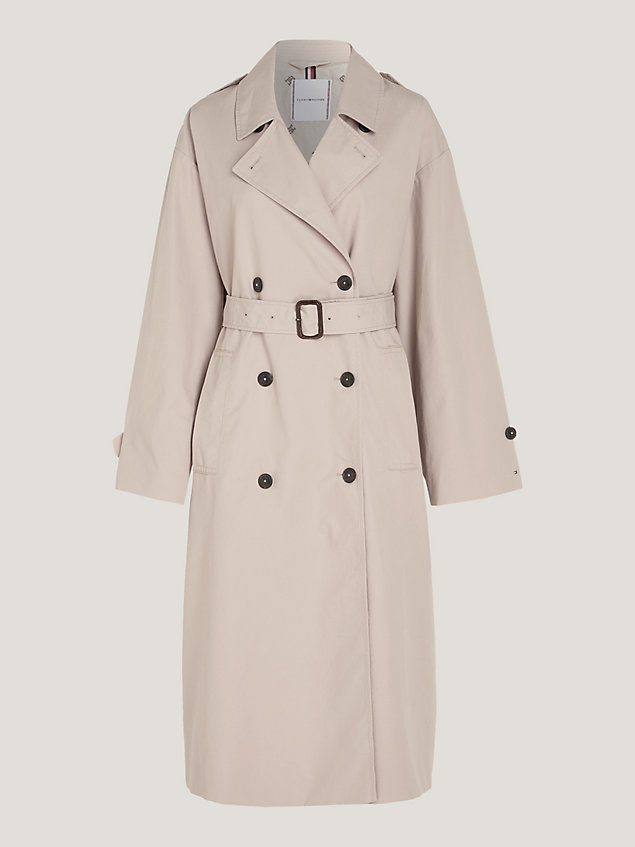 beige double breasted relaxed fit trench coat for women tommy hilfiger
