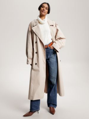 Womens Trench Coat Tan Lightweight Mac Long Jacket Size 16 14 12 10 8 Stone