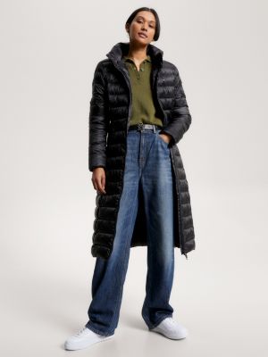 Global Stripe Recycled Maxi Padded Coat | Black | Tommy Hilfiger