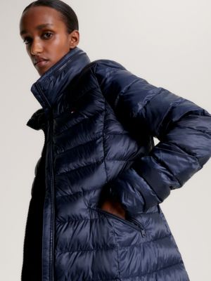 Global Stripe Recycled Maxi Padded | Hilfiger Blue | Tommy Coat