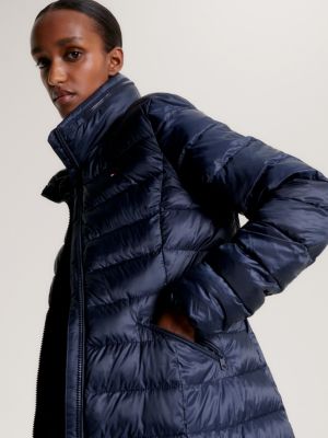 Global Stripe Recycled Maxi Padded Coat | Blue | Tommy Hilfiger