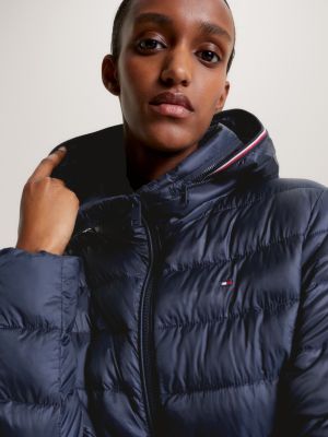 Global Stripe Recycled Maxi Padded Coat | Blue | Tommy Hilfiger