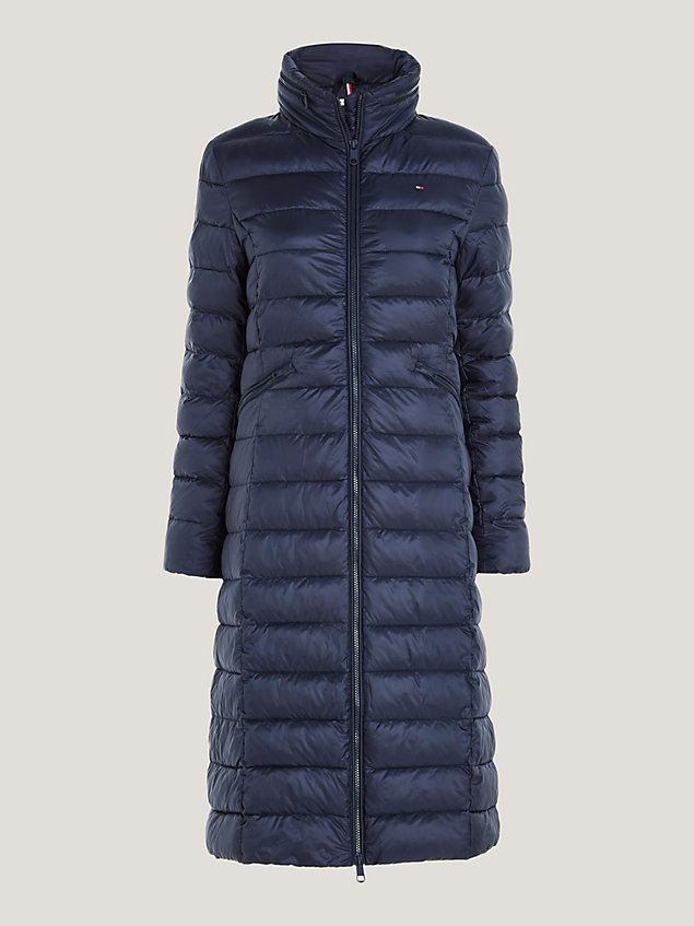 blue global stripe recycled maxi padded coat for women tommy hilfiger