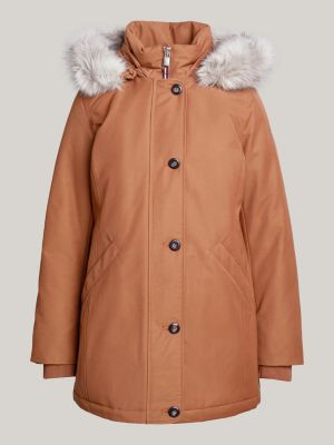 Wattierter Parka mit Kunstpelz an Kapuze | Hilfiger Braun Tommy der 