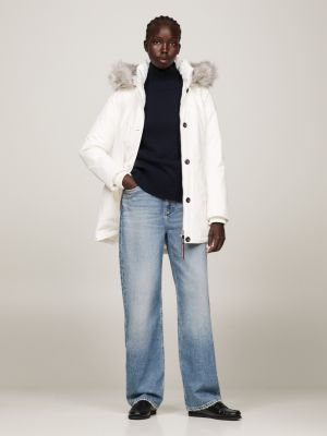 Womens white parka on sale coats with fur hood