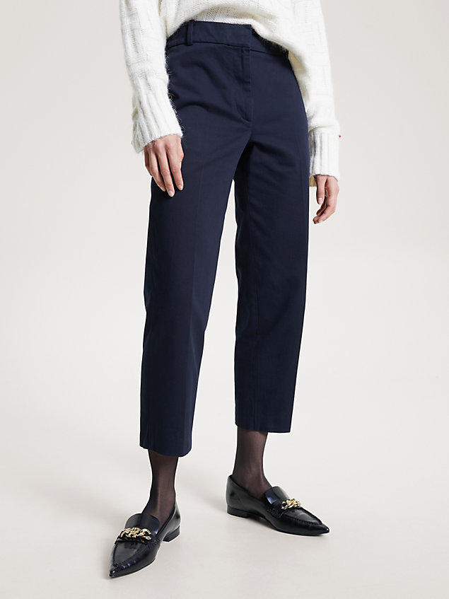 pantalón chino essential recto de corte slim blue de mujer tommy hilfiger