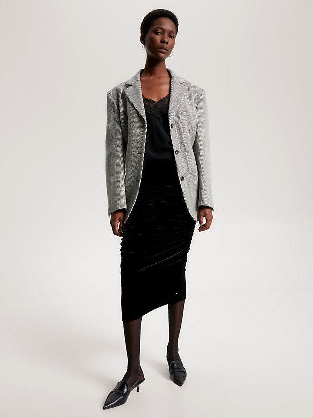 black ruched velvet slim fit pencil skirt for women tommy hilfiger