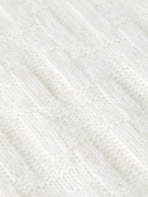 TH Monogram Tonal Texture Roll Neck Jumper | White | Tommy Hilfiger