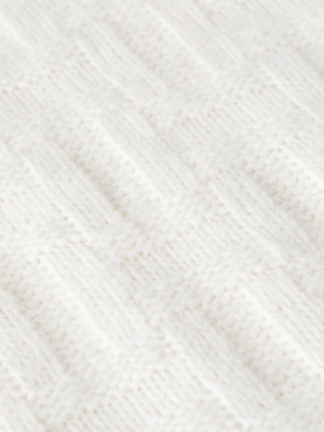 white coltrui met ton-sur-ton textuur en monogram voor dames - tommy hilfiger