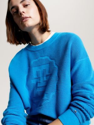 Tonal Texture Relaxed Jumper | Blue | Tommy Hilfiger