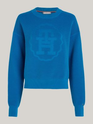 Tonal Texture Relaxed Jumper | Blue | Tommy Hilfiger