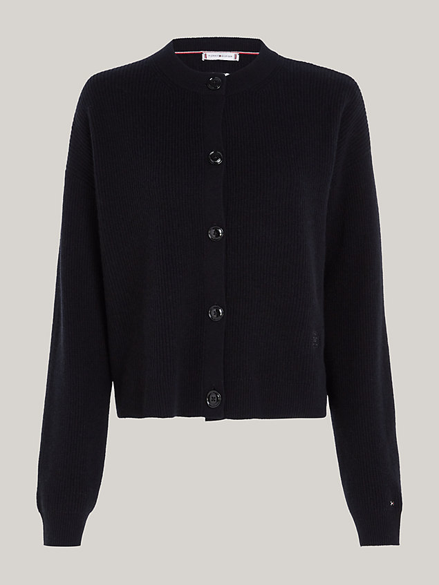 black relaxed fit vest van wol en kasjmier voor dames - tommy hilfiger