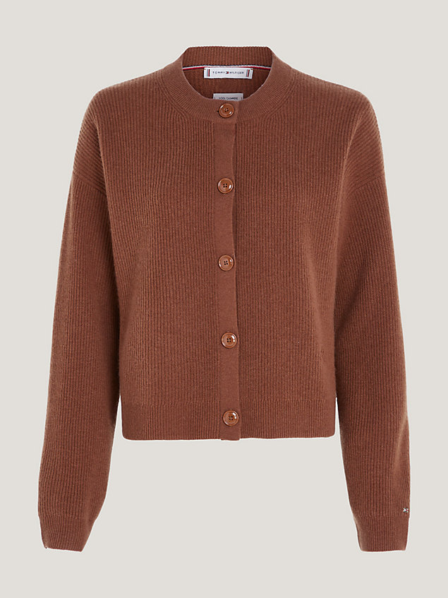 cardigan relaxed fit in lana e cashmere brown da donna tommy hilfiger